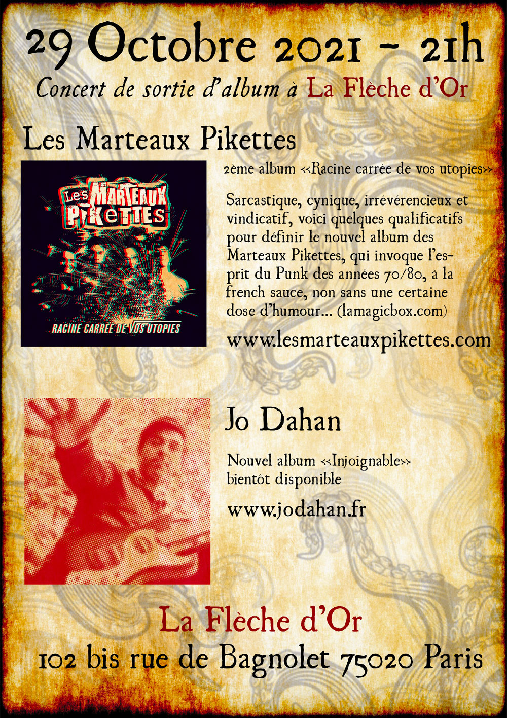 Les Marteaux Pikettes - infos concert 29 octobre 2021